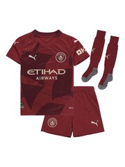 Puma Burgundy Red Kids Boys Manchester City 24/25 Third Minikit - Image 3 of 7