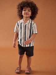 Brown Zig Zag Stripe Short Sleeves Textured Stripe Shirt (3mths-7yrs) - Image 3 of 8