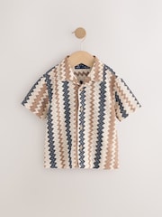 Brown Zig Zag Stripe Short Sleeves Textured Stripe Shirt (3mths-7yrs) - Image 5 of 8
