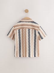 Brown Zig Zag Stripe Short Sleeves Textured Stripe Shirt (3mths-7yrs) - Image 6 of 8