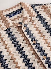 Brown Zig Zag Stripe Short Sleeves Textured Stripe Shirt (3mths-7yrs) - Image 8 of 8