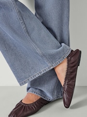 Hush Red Ruby Ruched Leather Ballet Flats - Image 1 of 5