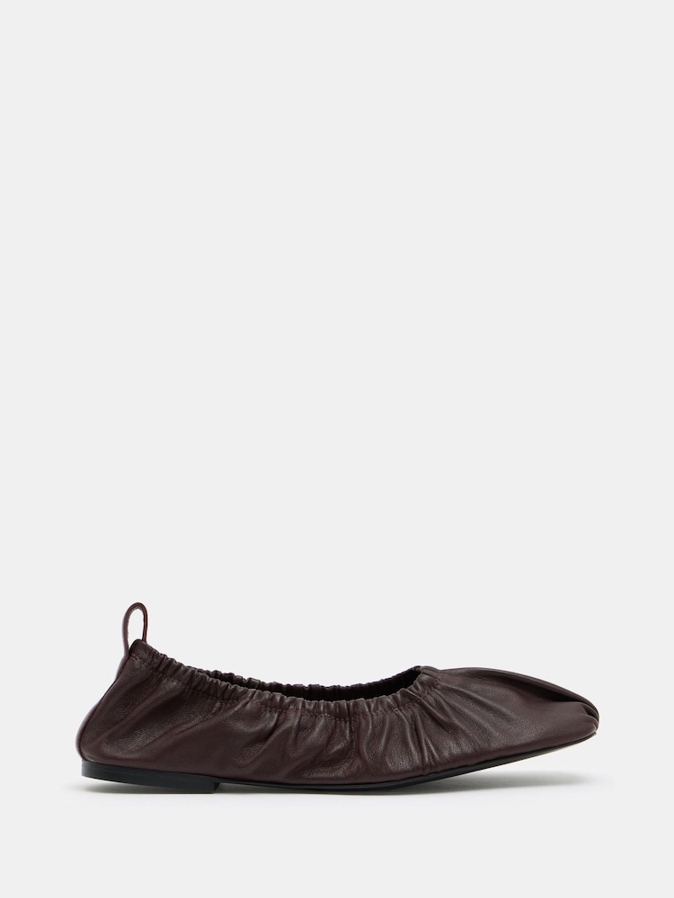 Hush Red Ruby Ruched Leather Ballet Flats - Image 2 of 5