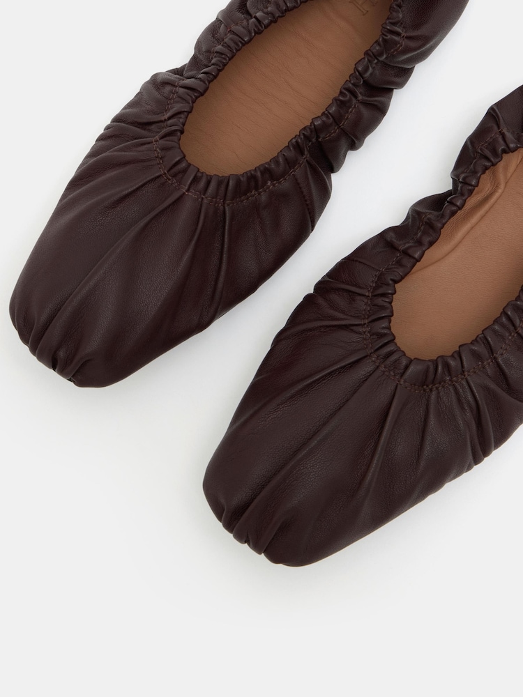 Hush Red Ruby Ruched Leather Ballet Flats - Image 5 of 5