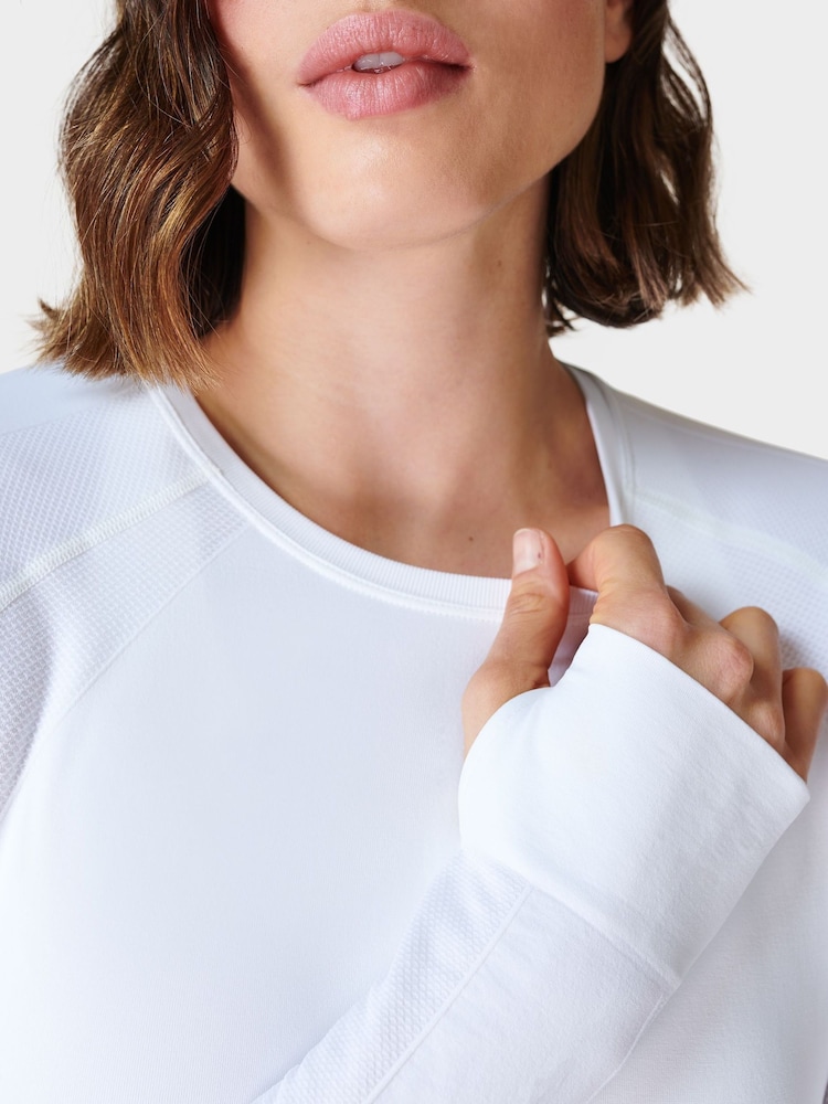 Sweaty Betty White Athlete Seamless Workout Long Sleeve Top - Image 4 of 7