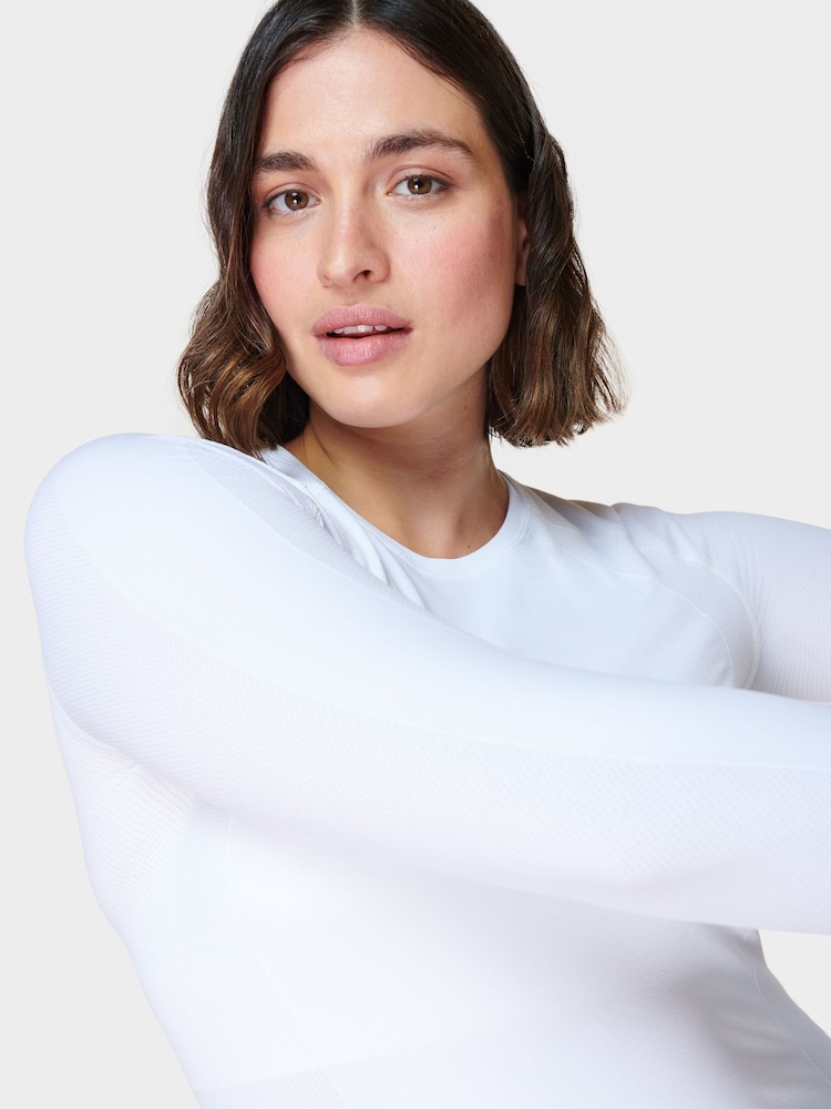 Sweaty Betty White Athlete Seamless Workout Long Sleeve Top - Image 5 of 7