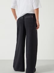 Hush Black Clio Wide Leg Tie Waist 100% Cotton Jeans - Image 3 of 5