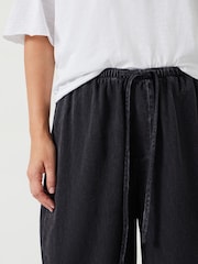 Hush Black Clio Wide Leg Tie Waist 100% Cotton Jeans - Image 4 of 5