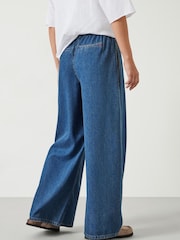 Hush Blue Clio Wide Leg Tie Waist 100% Cotton Jeans - Image 3 of 5