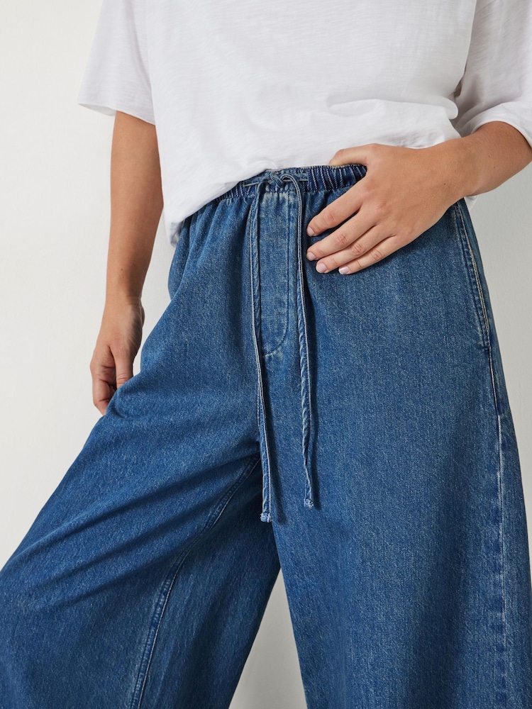 Niebieski - Hush Clio Wide Leg Tie Waist 100% Cotton Jeans - Image 4 of 5