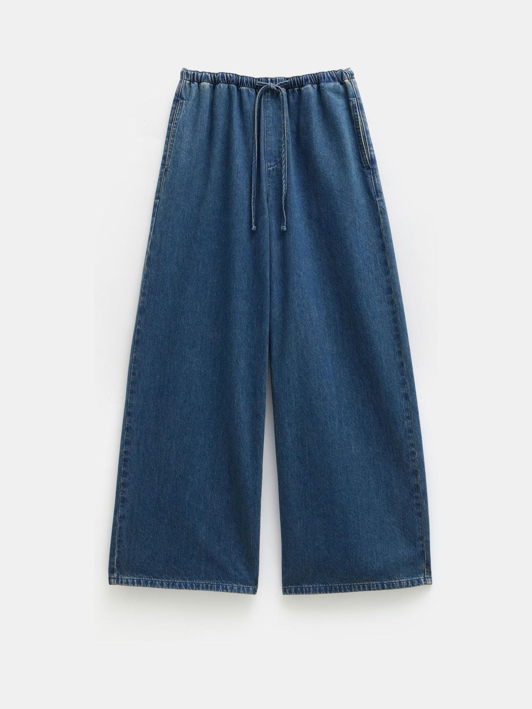 Buy Hush Blue Clio Wide Leg Tie Waist 100% Cotton Jeans from Buy Hush Blue Clio Wide Leg Tie Waist 100% Cotton Jeans from