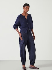 Hush Blue Ava Washed Cargo Trousers - Image 1 of 4