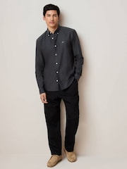 Charcoal Grey Slim Fit Long Sleeve Oxford Shirt - Image 2 of 6