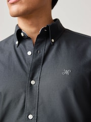 Charcoal Grey Slim Fit Long Sleeve Oxford Shirt - Image 4 of 6