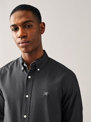 Charcoal Grey Regular Fit Long Sleeve Oxford Shirt - Image 1 of 8