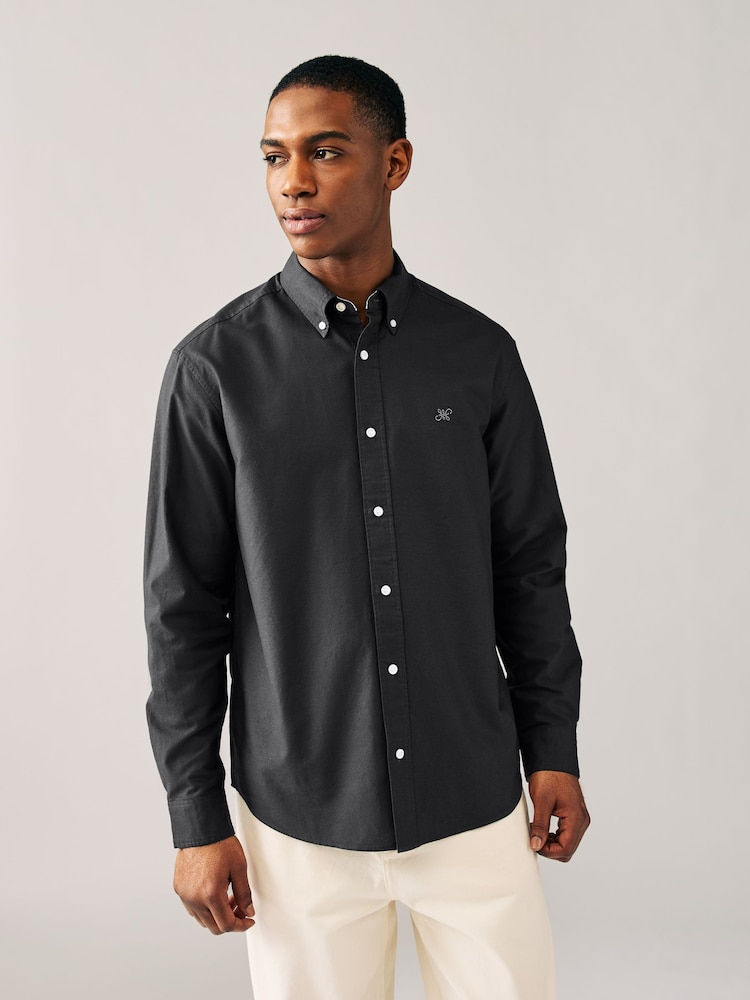 Charcoal Grey Regular Fit Long Sleeve Oxford Shirt - Image 4 of 8