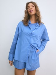 self. Blue Oversized 100% Cotton Shirt - Image 1 of 9