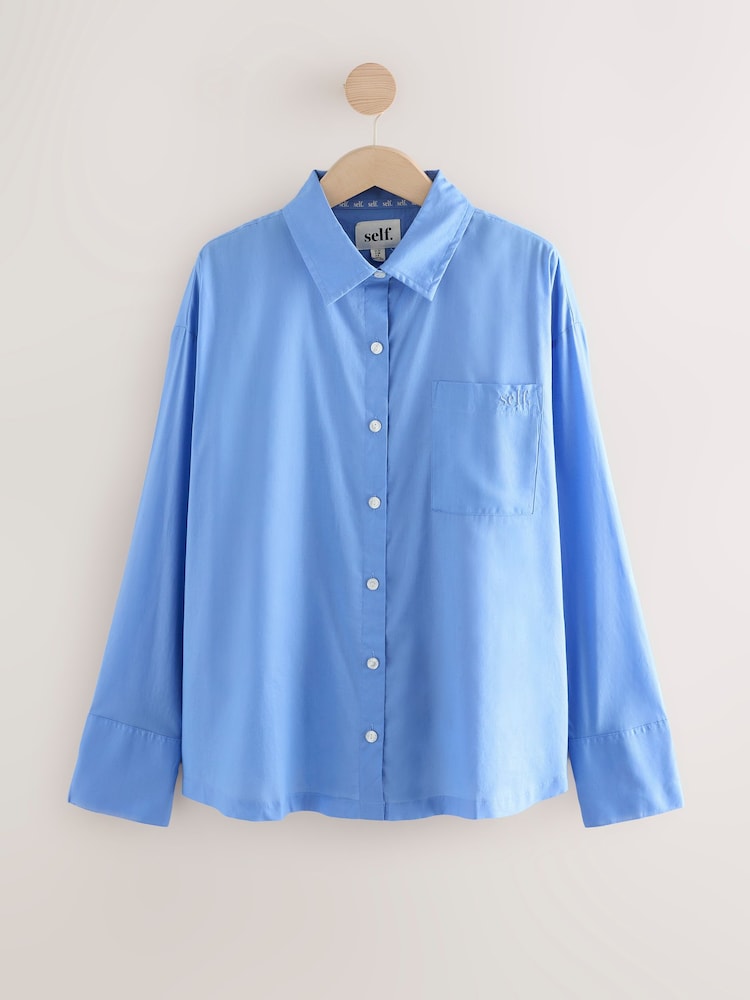 self. Blue Oversized 100% Cotton Shirt - Image 7 of 9