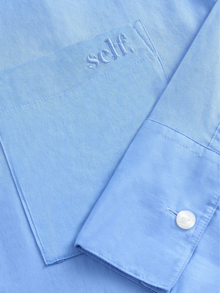 self. Blue Oversized 100% Cotton Shirt - Image 8 of 9
