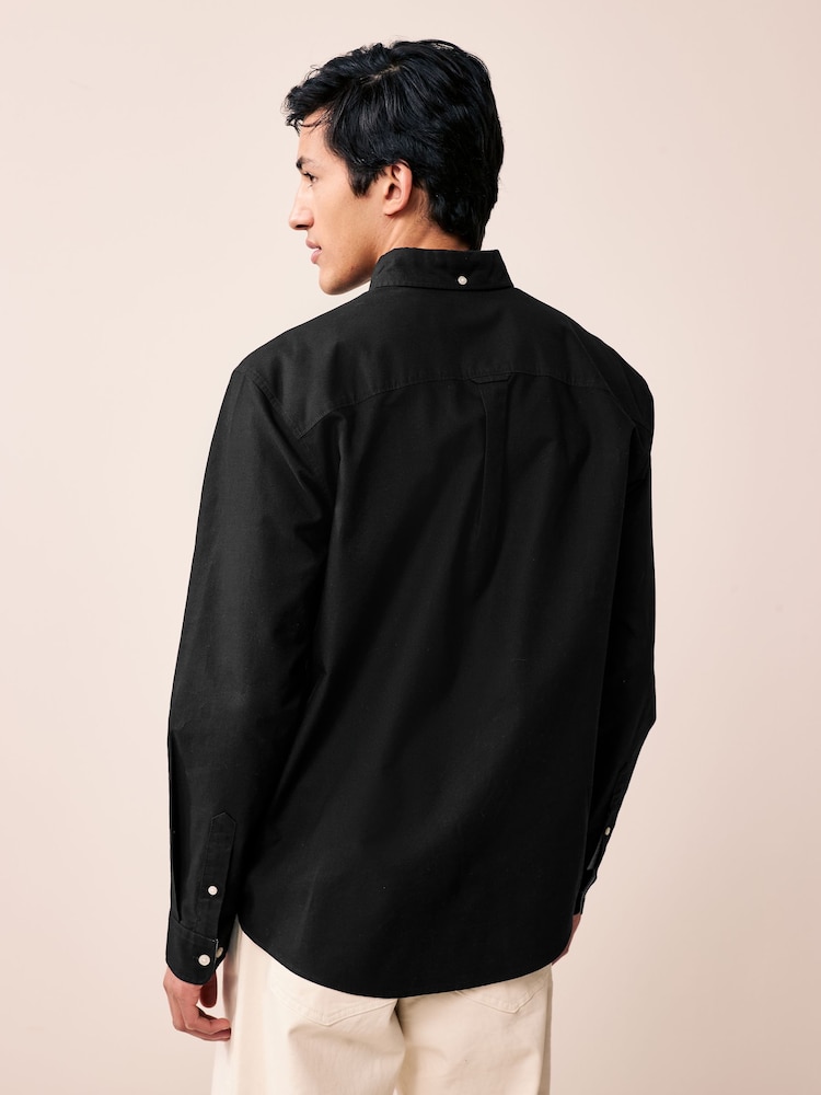 Noir - Ajustement régulier - Chemise Oxford à manches longues - Image 3 of 9