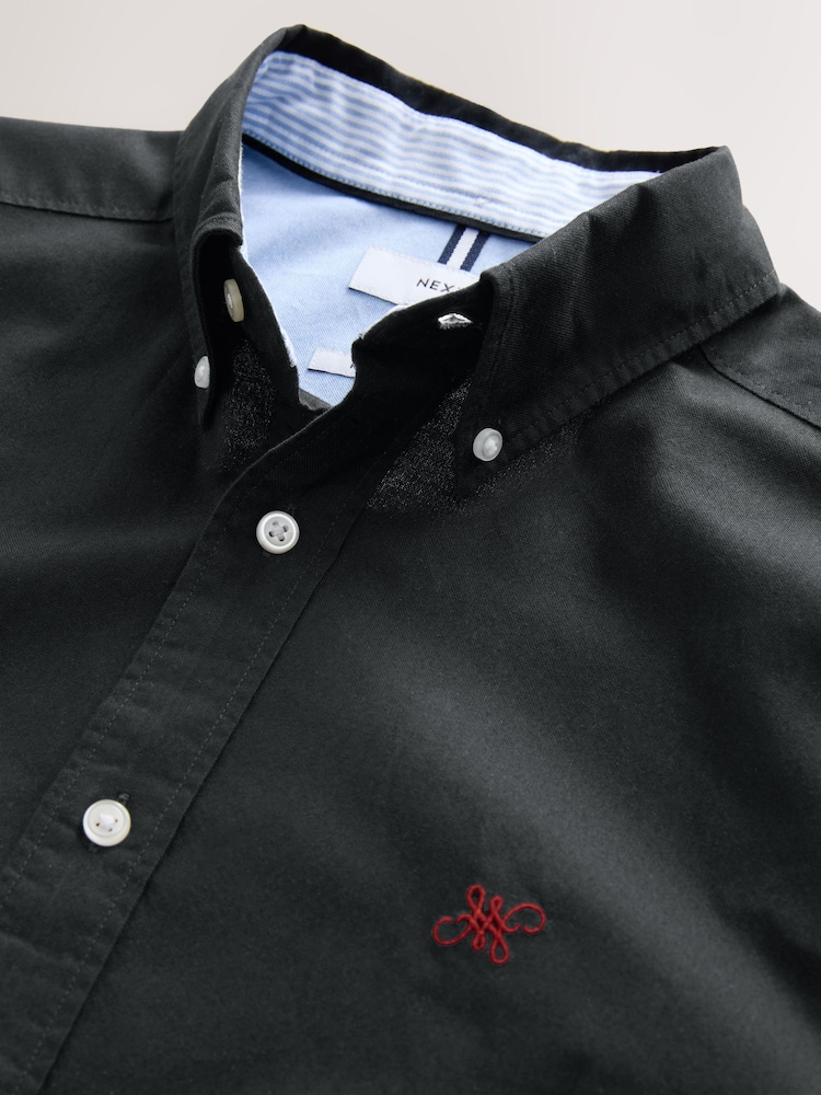 Noir - Ajustement régulier - Chemise Oxford à manches longues - Image 8 of 9
