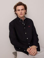 Black Slim Fit Long Sleeve Oxford Shirt - Image 1 of 7
