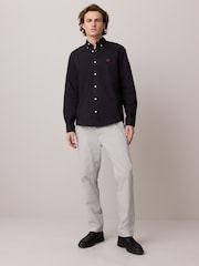 Black Slim Fit Long Sleeve Oxford Shirt - Image 2 of 7