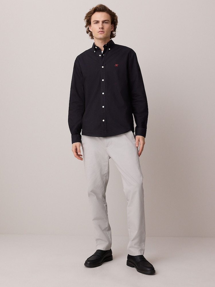 Black Slim Fit Long Sleeve Oxford Shirt - Image 2 of 7