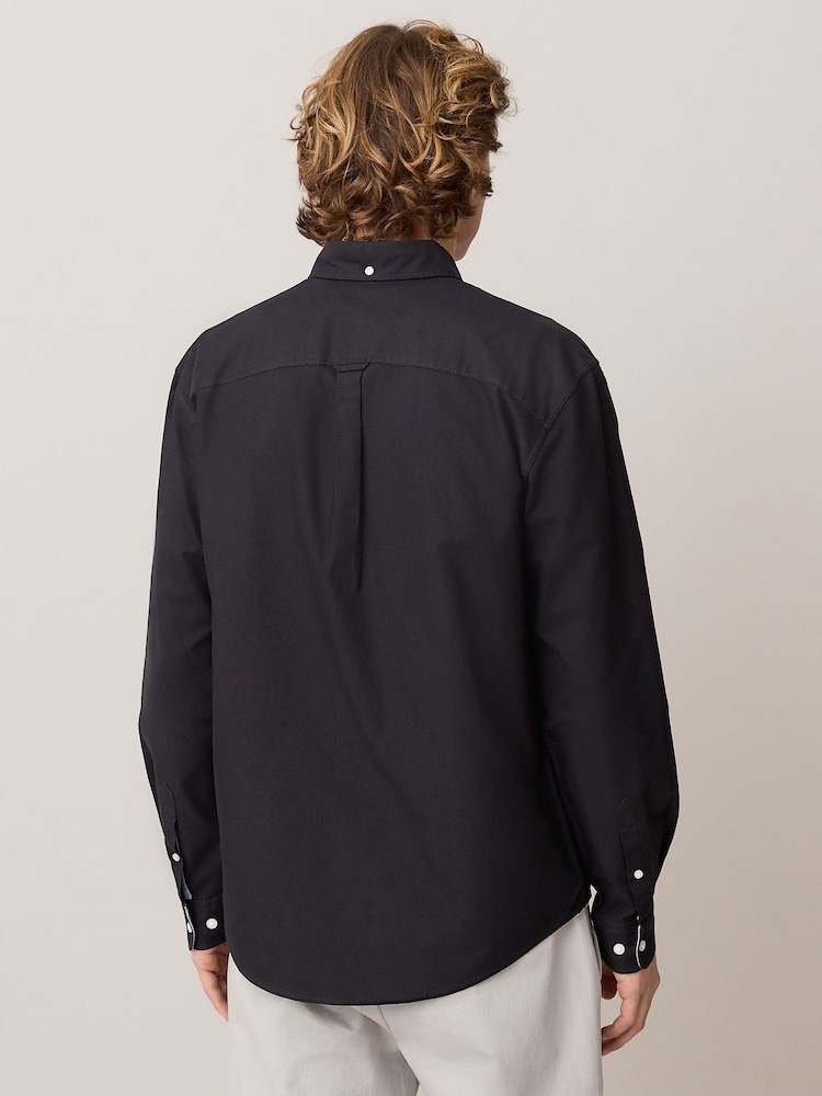 Noir - Slim Fit (Slim Fit) - Chemise Oxford à manches longues - Image 3 of 7