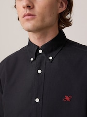 Black Slim Fit Long Sleeve Oxford Shirt - Image 4 of 7