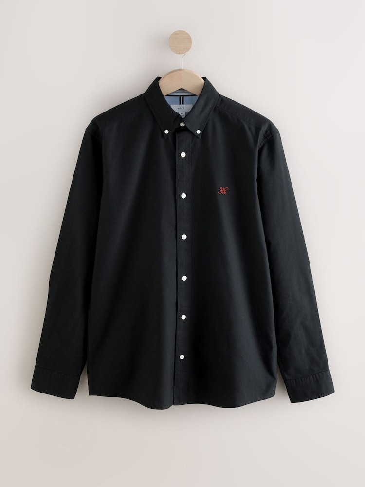 Noir - Slim Fit (Slim Fit) - Chemise Oxford à manches longues - Image 5 of 7