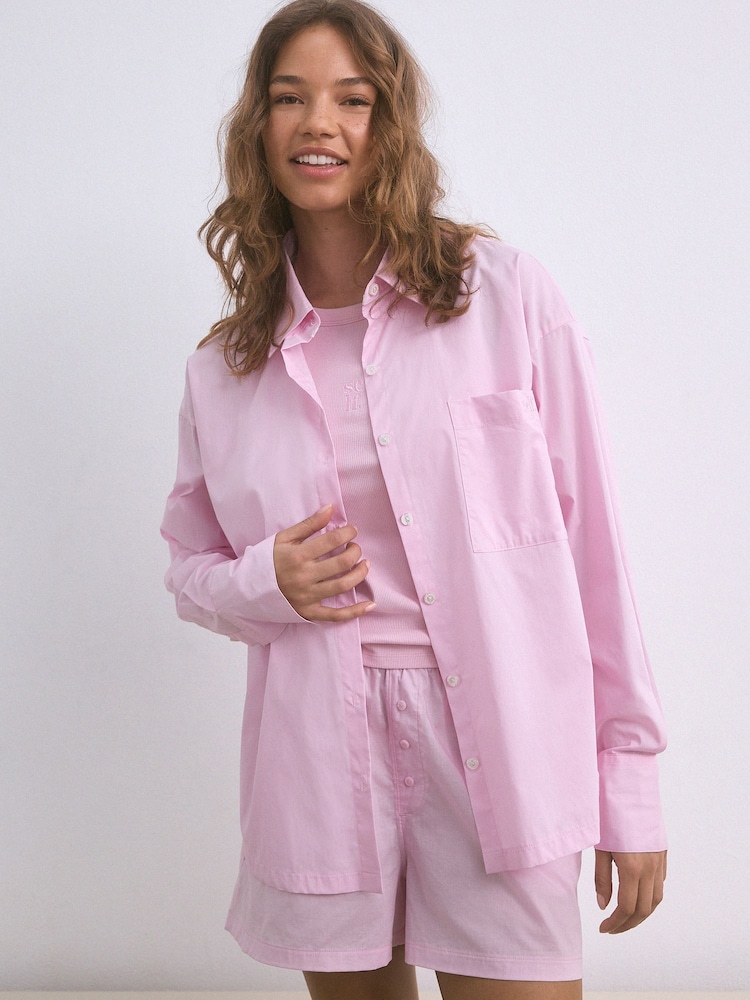 Rosa - self. Camisa oversize de algodón 100 % - Imagen 2 de 11 Rosa - self. Camisa oversize de algodón 100 % - Imagen 2 de 11