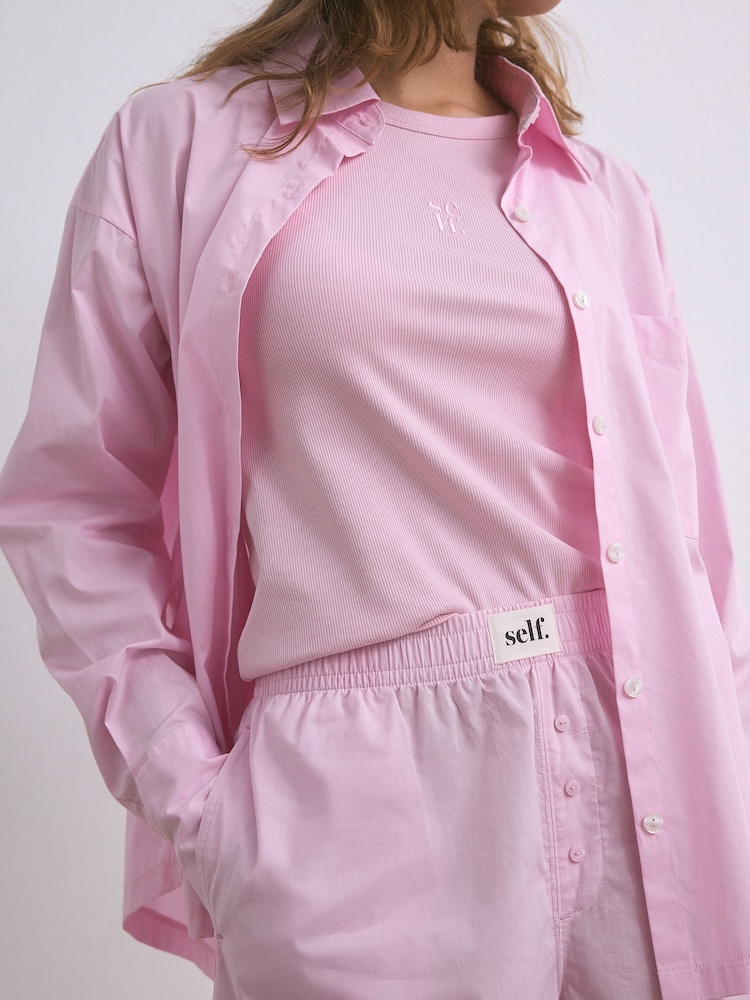 self. Pink Oversized 100% Cotton Shirt - Image 5 of 11