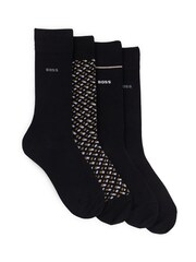 BOSS Black Cotton Blend Regular Length 4 Pack Socks - Image 1 of 3