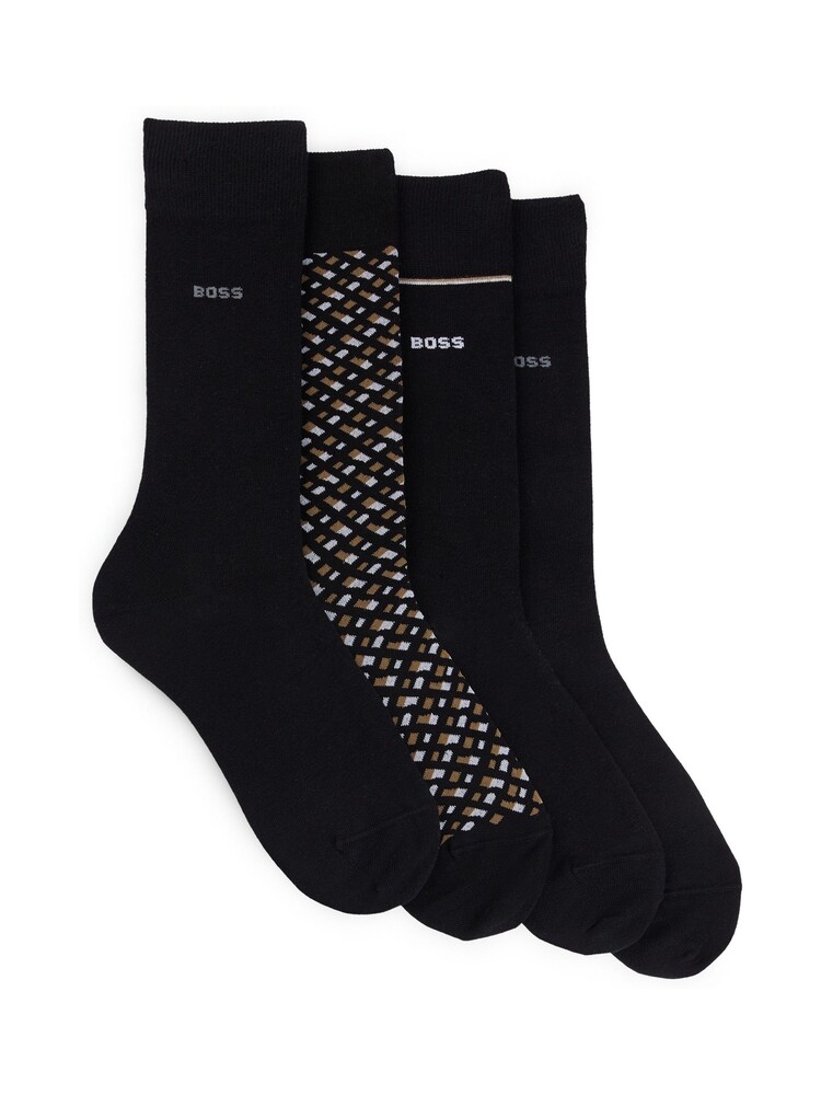 BOSS Black Cotton Blend Regular Length 4 Pack Socks - Image 1 of 3