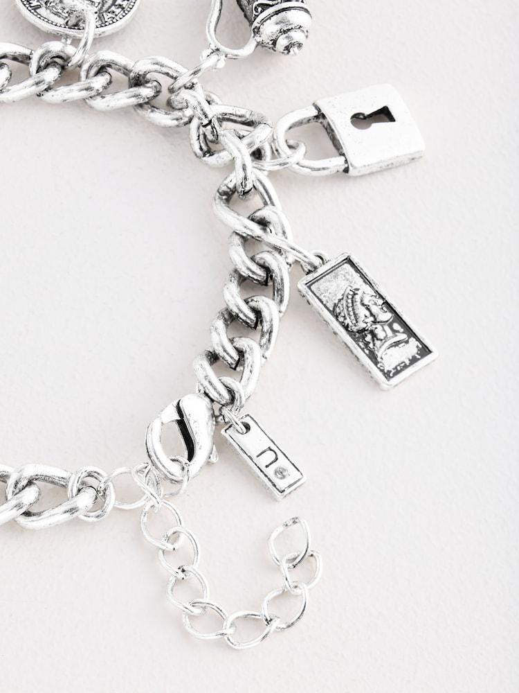 Silver Tone Vintage Charm Bracelet - Image 5 of 5