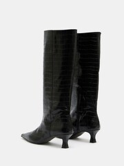 Hush Black Katlynn Leather Kitten Heel Knee Boots - Image 3 of 5