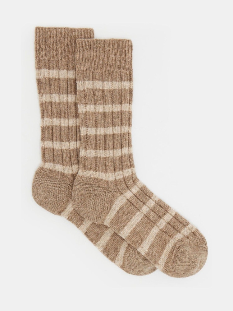Hush Cream Wool Stripe Socks - Image 1 of 3