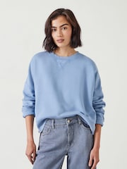 Hush Blue Ground Oversized 100% Cotton Micaela Cropped Sweatshirt - Image 1 of 4