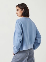 Hush Blue Ground Oversized 100% Cotton Micaela Cropped Sweatshirt - Image 2 of 4