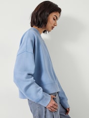 Hush Blue Ground Oversized 100% Cotton Micaela Cropped Sweatshirt - Image 3 of 4