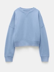 Hush Blue Ground Oversized 100% Cotton Micaela Cropped Sweatshirt - Image 4 of 4