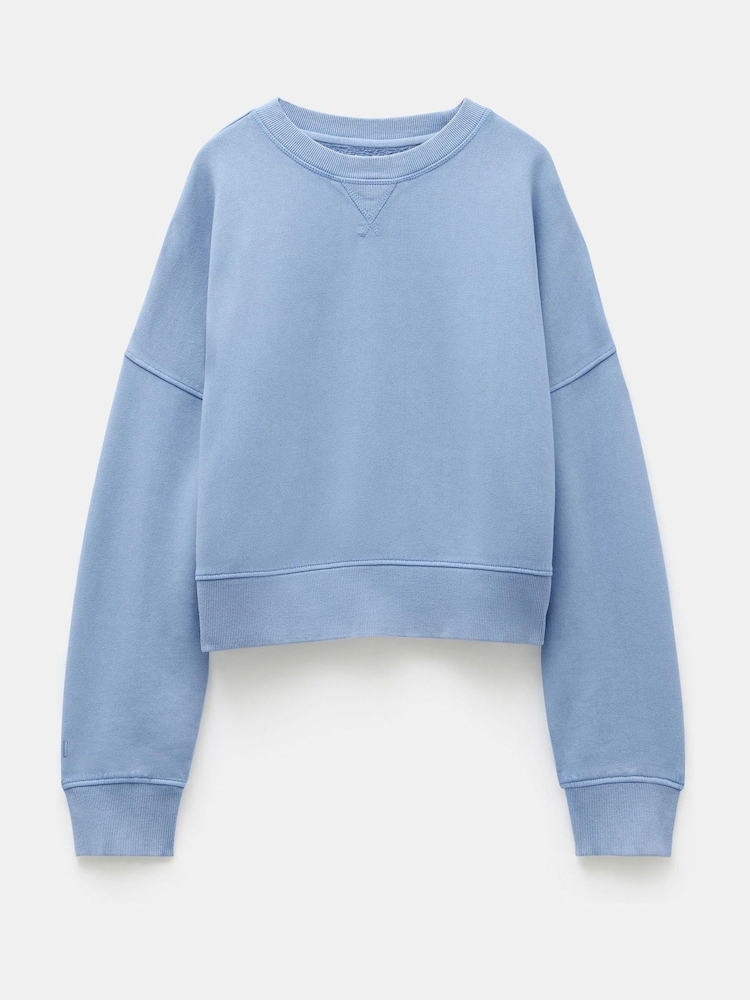 Hush Blue Ground Oversized 100% Cotton Micaela Cropped Sweatshirt - Image 4 of 4