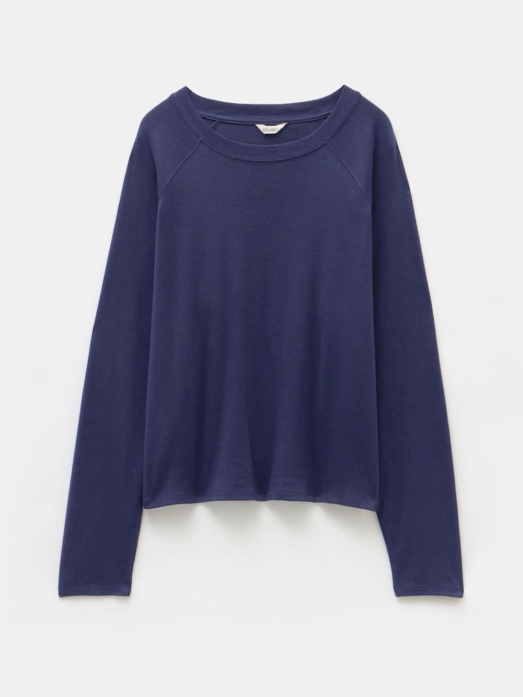 Hush Dark Blue 100% Cotton Matilda Raglan Top - Image 4 of 4