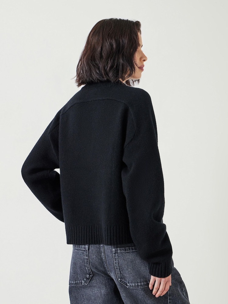 Hush Black Nina Merino Wool Cropped Jumper - Image 3 of 5