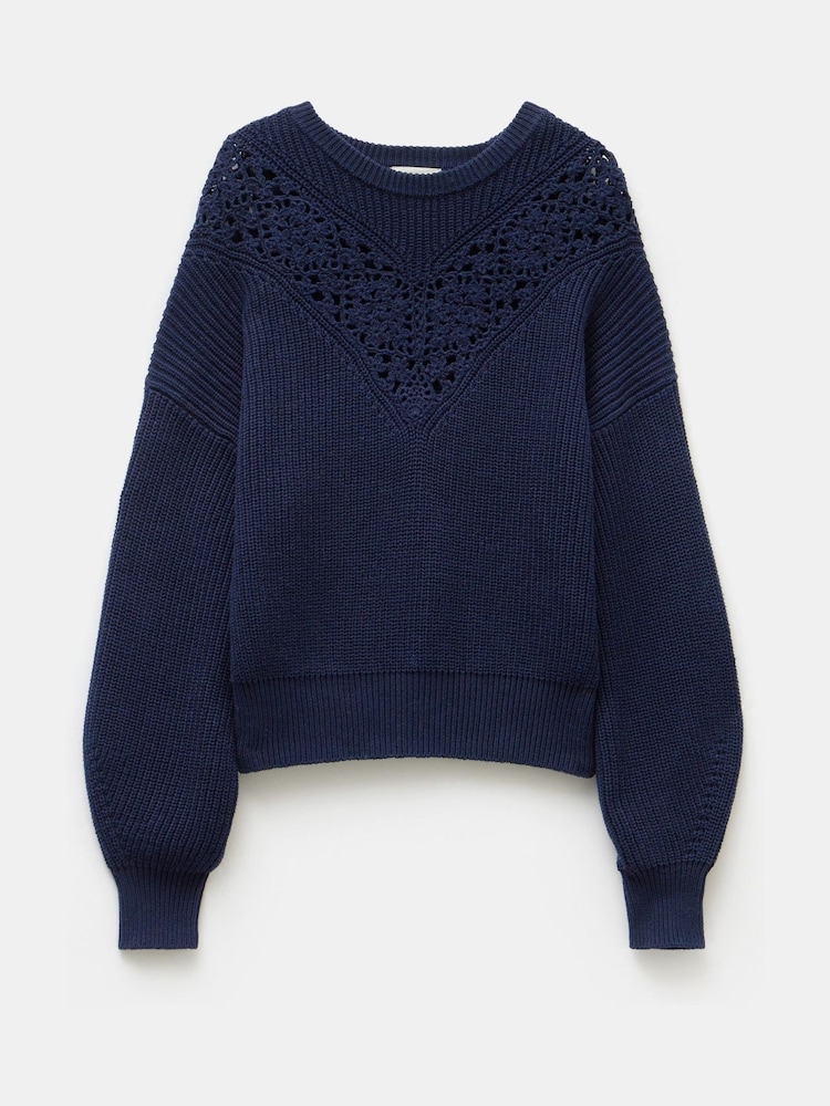 Blau - Hush Louise Pullover mit Spitzeneinsatz aus 100% Baumwolle - Bild 4 von 4