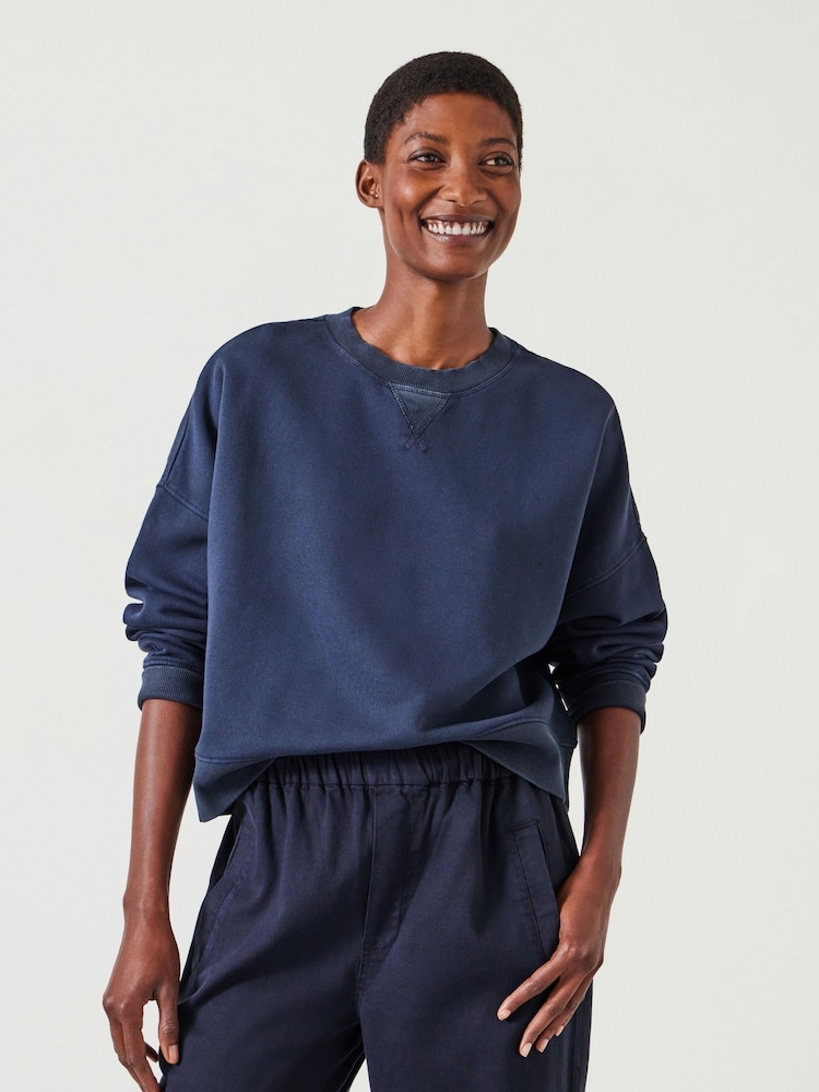 Hush Blue Oversized 100% Cotton Micaela Cropped Sweatshirt - Image 1 of 4