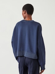 Hush Blue Oversized 100% Cotton Micaela Cropped Sweatshirt - Image 2 of 4