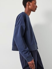Hush Blue Oversized 100% Cotton Micaela Cropped Sweatshirt - Image 3 of 4