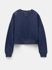 Hush Blue Oversized 100% Cotton Micaela Cropped Sweatshirt - Image 4 of 4